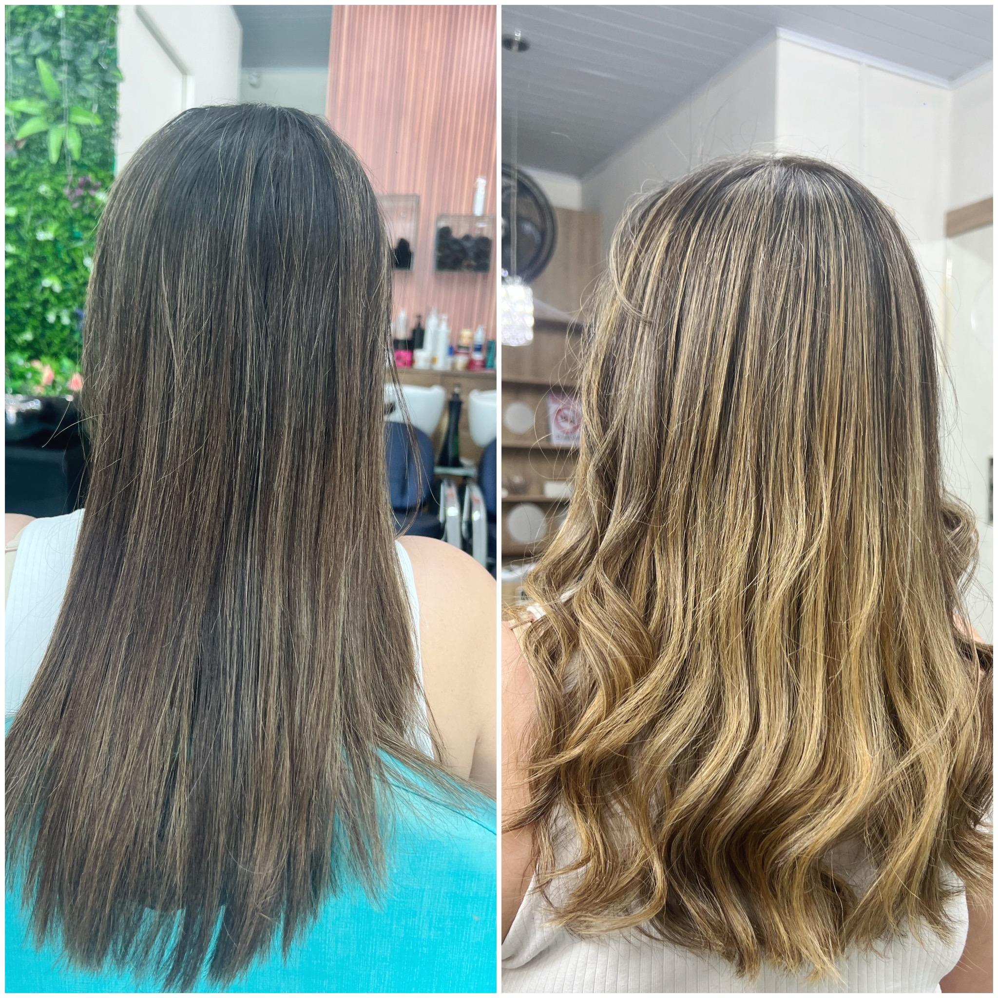 Eda Vargas realizando mechas em salão de beleza em Campo Grande